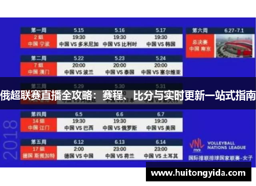 俄超联赛直播全攻略：赛程、比分与实时更新一站式指南